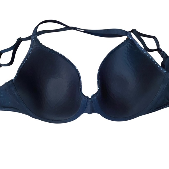 Victoria’s Secret Body by VS Light Lined Smooth Demi Bra Size 34D Noir Navy Dot - Picture 10 of 16